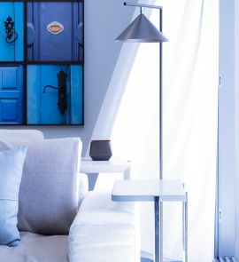 imgage de salon clair decore avec couleurs blanc et bleu